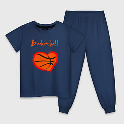 Пижама хлопковая детская Basket love, цвет: тёмно-синий
