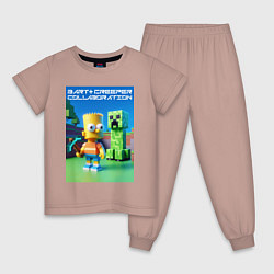 Пижама хлопковая детская Bart and Creeper - collaboration ai art, цвет: пыльно-розовый