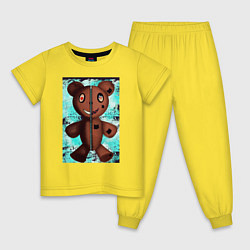 Пижама хлопковая детская Криповый медведь, цвет: желтый