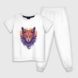 Пижама хлопковая детская Foxs Fiery Head, цвет: белый