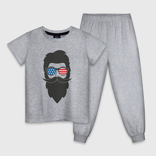 Детская пижама Американец с усами и бородой / Меланж – фото 1