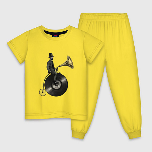 Детская пижама Джентльмен на проигрывателе пластинок / Желтый – фото 1
