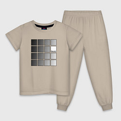 Пижама хлопковая детская Recoil - quadro, цвет: миндальный