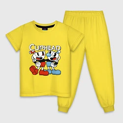 Пижама хлопковая детская Cuphead and Mugman, цвет: желтый