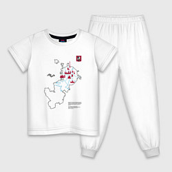 Пижама хлопковая детская Карта туристических мест Москвы, цвет: белый