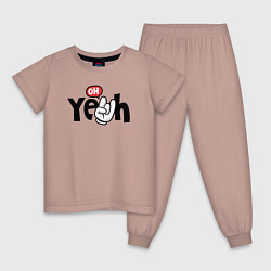 Пижама хлопковая детская Oh yeah, цвет: пыльно-розовый