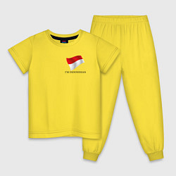 Пижама хлопковая детская Im Indonesian - motto, цвет: желтый
