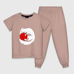 Пижама хлопковая детская Лиса и роза, цвет: пыльно-розовый