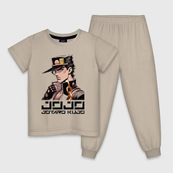 Пижама хлопковая детская Jotaro Kujo - Jojo ai art, цвет: миндальный