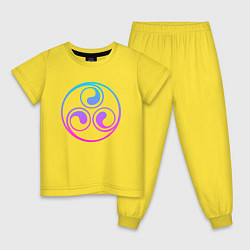 Пижама хлопковая детская Лиловый круглый трискелион, цвет: желтый