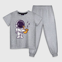 Пижама хлопковая детская Космонавт саксофонист, цвет: меланж