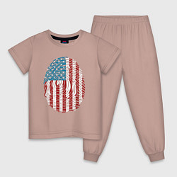Пижама хлопковая детская Отпечаток США, цвет: пыльно-розовый