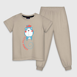 Пижама хлопковая детская Little monkey, цвет: миндальный