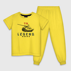 Пижама хлопковая детская Танк Т-34 - легенда, цвет: желтый