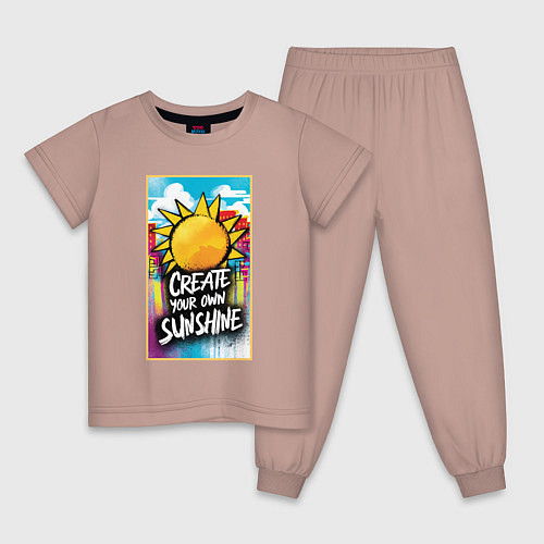 Детская пижама Create your own sunshine / Пыльно-розовый – фото 1