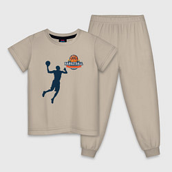 Пижама хлопковая детская Игрок в баскетбол basketball, цвет: миндальный