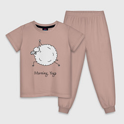 Пижама хлопковая детская Овечка и йога, цвет: пыльно-розовый