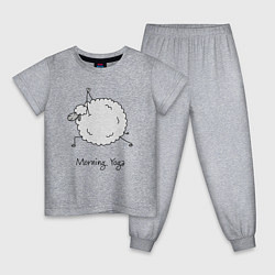 Пижама хлопковая детская Овечка и йога, цвет: меланж