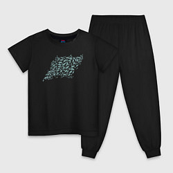Пижама хлопковая детская Стая рыб, цвет: черный