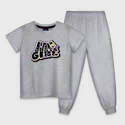 Пижама хлопковая детская Im just a girl, цвет: меланж