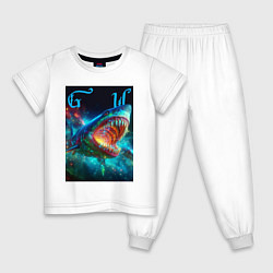 Пижама хлопковая детская Great white space shark - ai art, цвет: белый