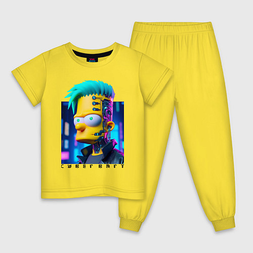 Детская пижама Кибер Барт - нейросеть фантазия / Желтый – фото 1
