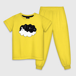 Пижама хлопковая детская Космическая девушка на облаке, цвет: желтый