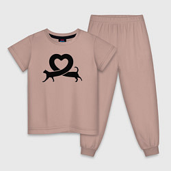 Пижама хлопковая детская Love cat, цвет: пыльно-розовый
