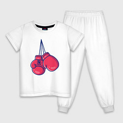 Пижама хлопковая детская Перчатки для бокса, цвет: белый