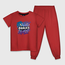 Пижама хлопковая детская Люблю роблокс, цвет: красный