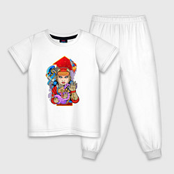 Пижама хлопковая детская Девушка космонавт СССР, цвет: белый