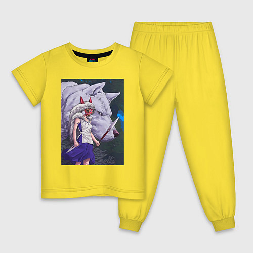 Детская пижама Принцесса Мононоке волк / Желтый – фото 1
