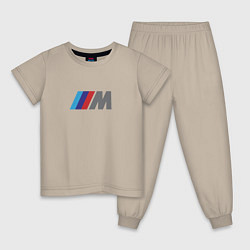 Пижама хлопковая детская BMW logo sport, цвет: миндальный