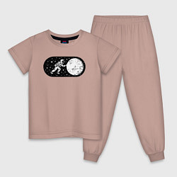 Пижама хлопковая детская Режим космоса включен, цвет: пыльно-розовый