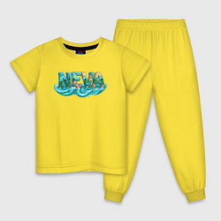 Пижама хлопковая детская Река Нева, цвет: желтый