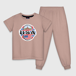 Пижама хлопковая детская Style USA, цвет: пыльно-розовый