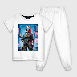 Пижама хлопковая детская Barbie military - special forces, цвет: белый