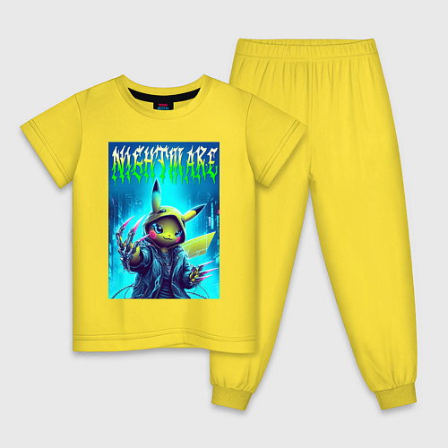 Детская пижама Pikachu - nightmare ai art fantasy / Желтый – фото 1