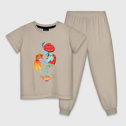 Пижама хлопковая детская Джинн и золотая рыбка, цвет: миндальный