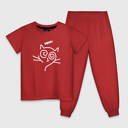 Пижама хлопковая детская Гипнокот meow, цвет: красный