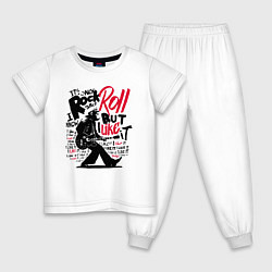 Пижама хлопковая детская Шимпанзе играет рок-н-рол, цвет: белый