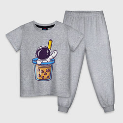 Пижама хлопковая детская Космонавт в стакане, цвет: меланж