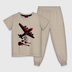 Пижама хлопковая детская Гитарный дождь, цвет: миндальный