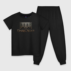 Пижама хлопковая детская Doom the dark ages logo, цвет: черный