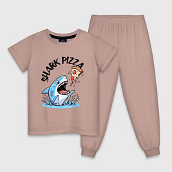 Пижама хлопковая детская Shark pizza - ai art fantasy, цвет: пыльно-розовый