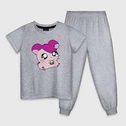 Пижама хлопковая детская Хамтаро - Розовый хомячок с семечкой, цвет: меланж