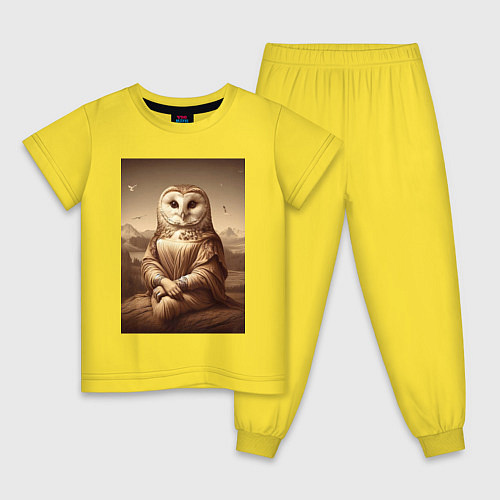 Детская пижама Сова Мона - фантазия от нейросети / Желтый – фото 1