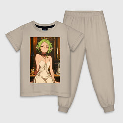 Пижама хлопковая детская Реинкарнация безработного Сильфиетта вечернее плат, цвет: миндальный