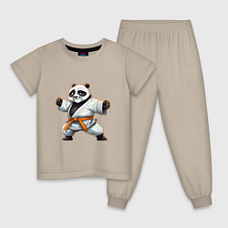 Пижама хлопковая детская Кунгфу панда По каратист, цвет: миндальный
