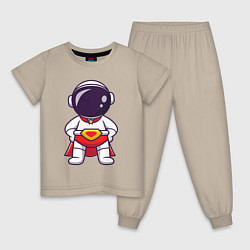 Пижама хлопковая детская Super spaceman, цвет: миндальный